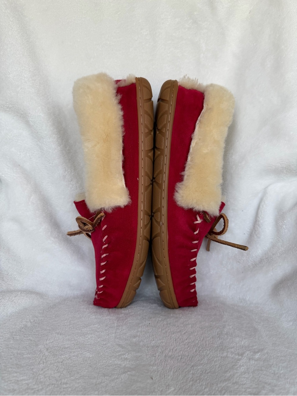 Llbean wicked good warm slippers us women’s size 10 red suede shearling lined - Picture 7 of 9